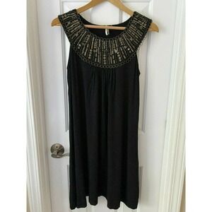 Black Sleeveless Swing Dress Large by Miss Me Shimmery Metal Accents